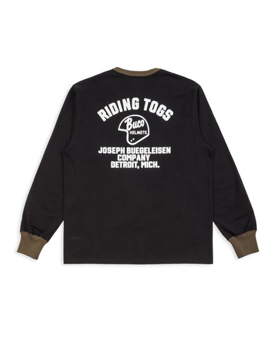 The Real McCoy's Buco L/S Tee / Riding Togs - Black/Charcoal - Standard & Strange