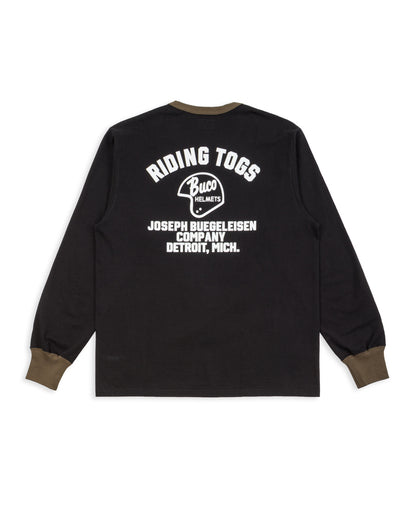 The Real McCoy's Buco L/S Tee / Riding Togs - Black/Charcoal - Standard & Strange