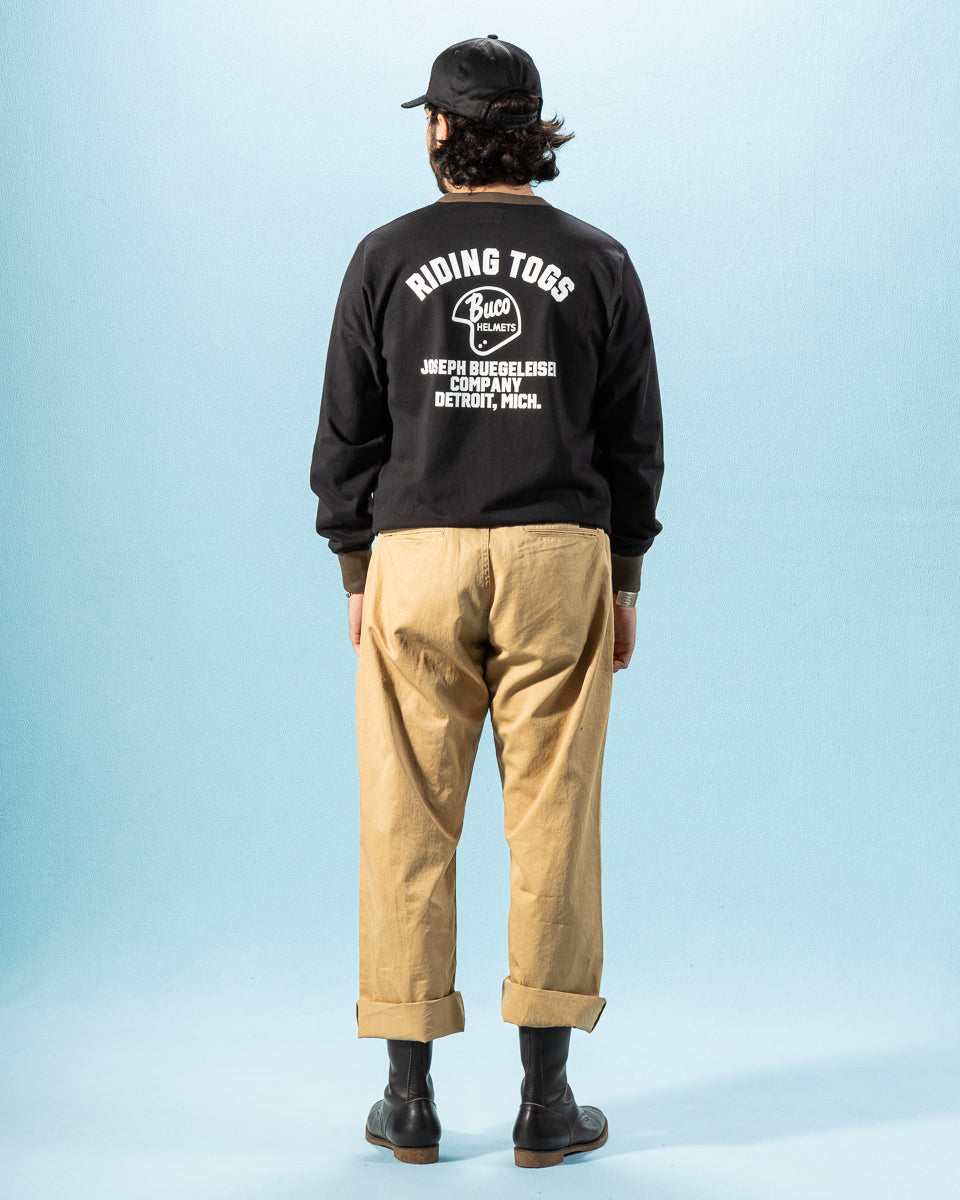 The Real McCoy's Buco L/S Tee / Riding Togs - Black/Charcoal - Standard & Strange