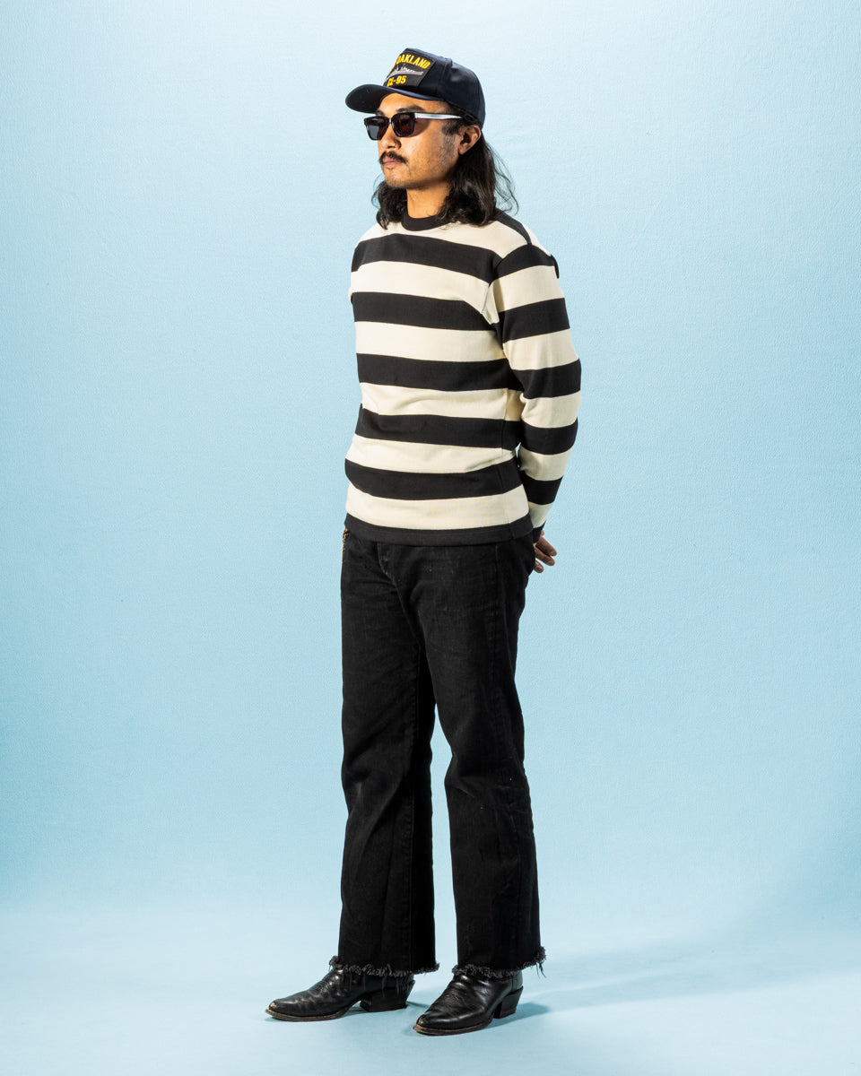 トップス BUCO STRIPE RACING JERSEY WHITE(S) The Real McCoy's Buco Heavy Stripe Racing Jersey - White/Black