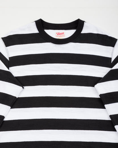 The Real McCoy's Buco Stripe L/S Tee - White - Standard & Strange