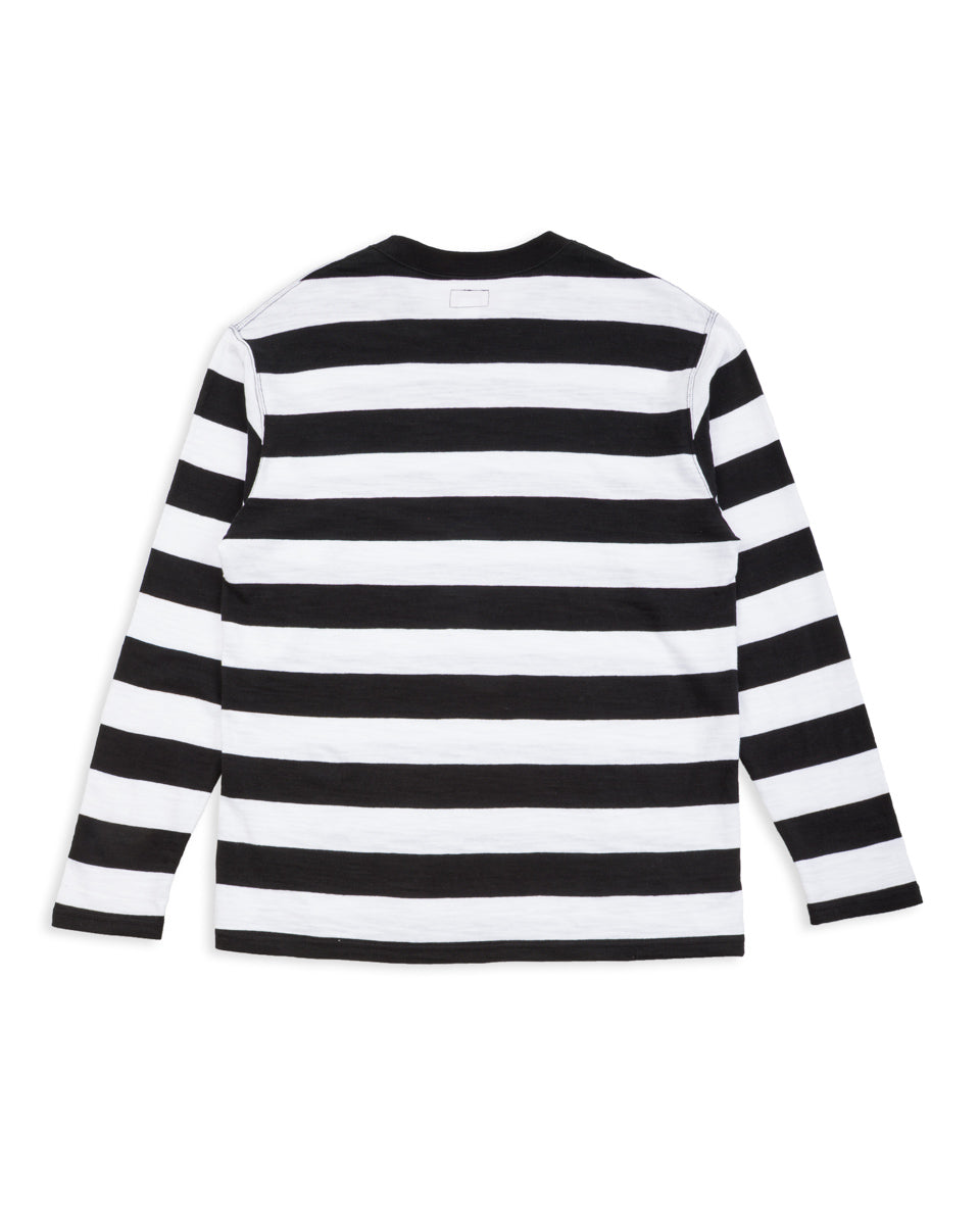 The Real McCoy's Buco Stripe L/S Tee - White - Standard & Strange