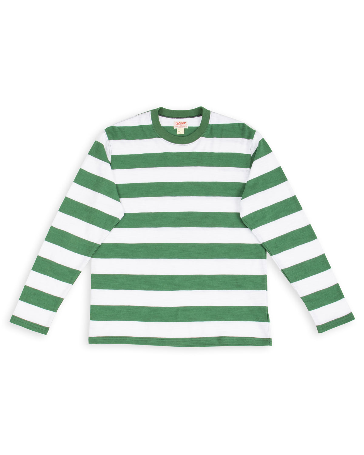 The Real McCoy's Buco Stripe Tee L/S - White/Green - Standard & Strange