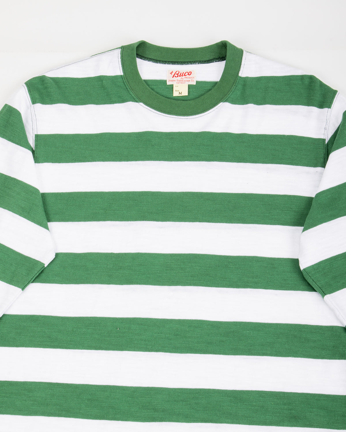 The Real McCoy's Buco Stripe Tee L/S - White/Green - Standard & Strange