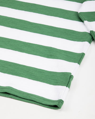 The Real McCoy's Buco Stripe Tee L/S - White/Green - Standard & Strange