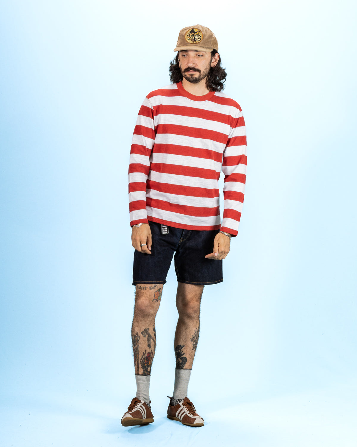 The Real McCoy's Buco Stripe Tee L/S - White/Red - Standard & Strange