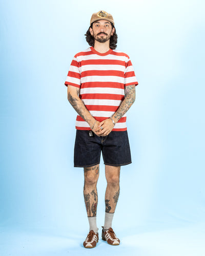 The Real McCoy's Buco Stripe Tee S/S - White/Red - Standard & Strange