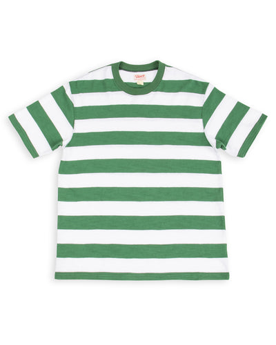 The Real McCoy's Buco Stripe Tee S/S - White/Green - Standard & Strange