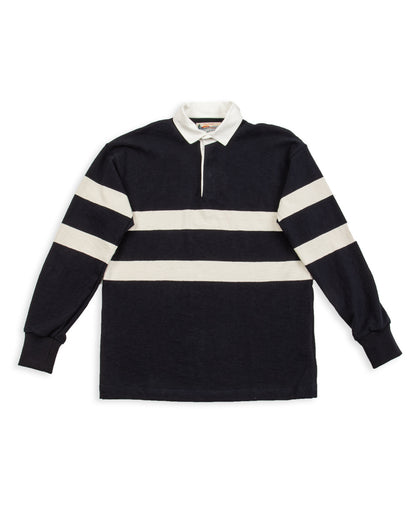 The Real McCoy's Climber's Striped Rugby Shirt - Navy x Ecru - Standard & Strange