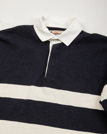 The Real McCoy's Climber's Striped Rugby Shirt - Navy x Ecru - Standard & Strange