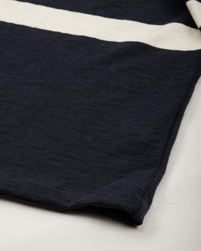 The Real McCoy's Climber's Striped Rugby Shirt - Navy x Ecru - Standard & Strange