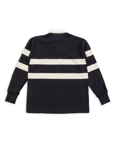 The Real McCoy's Climber's Striped Rugby Shirt - Navy x Ecru - Standard & Strange