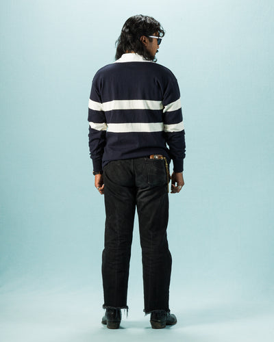 The Real McCoy's Climber's Striped Rugby Shirt - Navy x Ecru - Standard & Strange