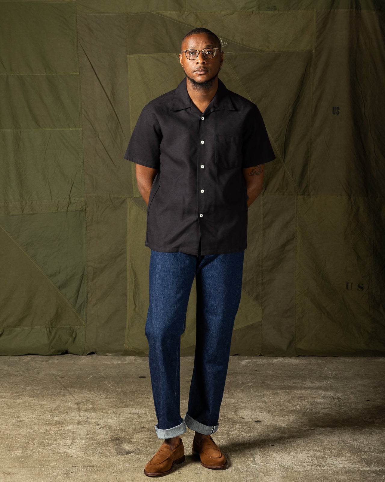 The Real McCoy's Joe McCoy Panama Shirt S/S - Navy - Standard