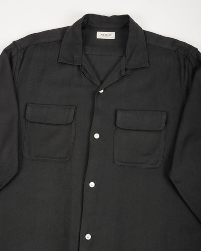 The Real McCoy's Open Collar Rayon Shirt - Black - Standard & Strange