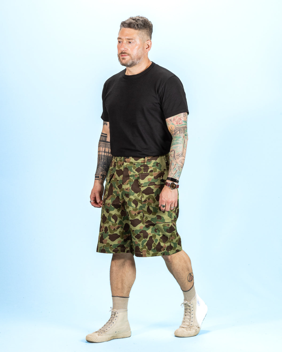 The Real McCoy's Reversible Frogskin Camouflage Shorts - Green - Standard & Strange