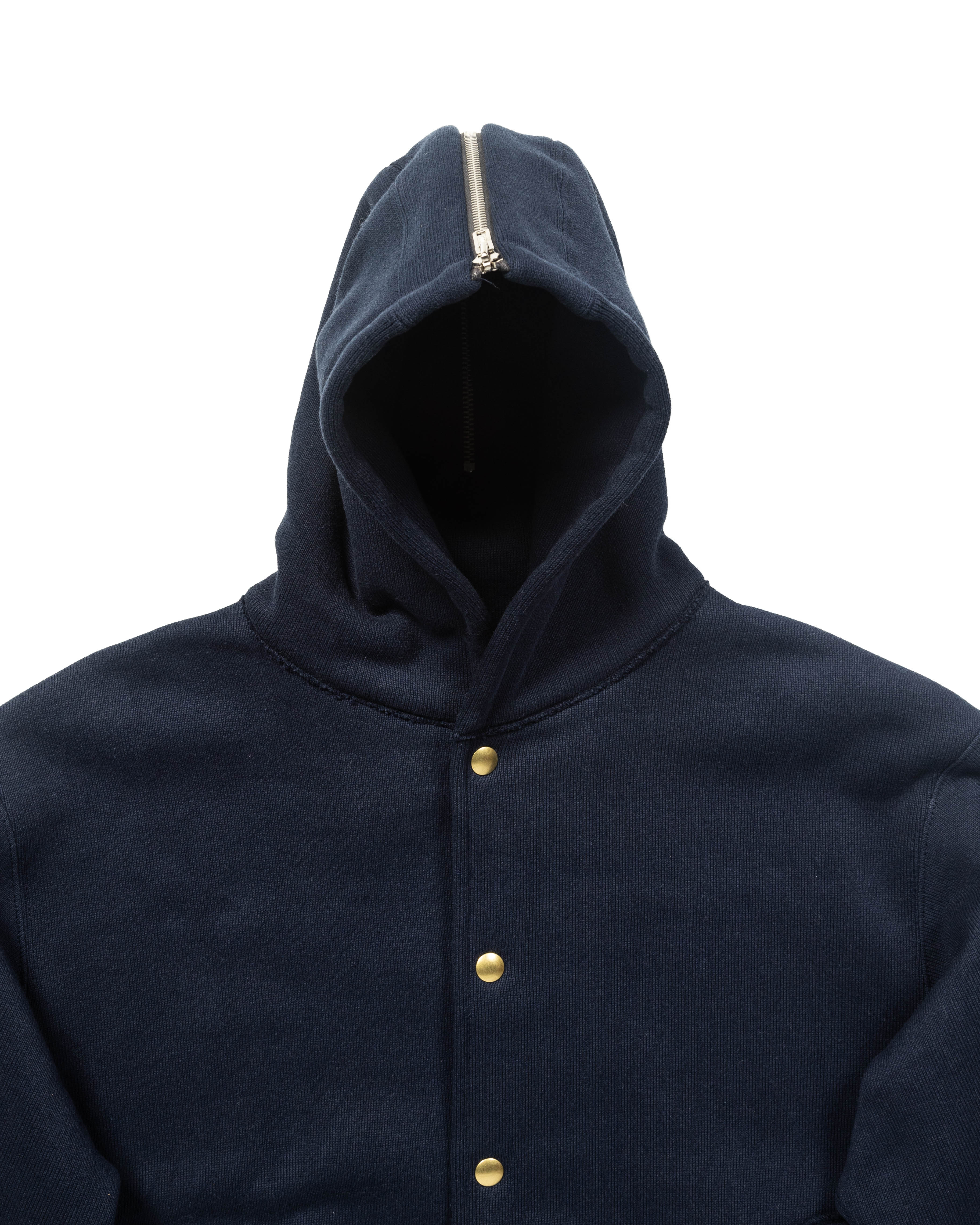 The Real McCoy's Snap Button Hooded Sweatshirt - Midnight Blue - Standard & Strange
