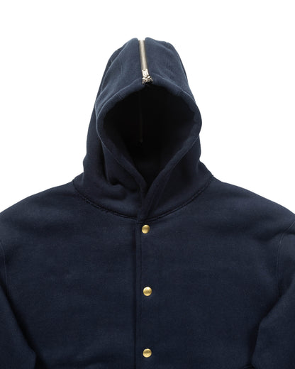 The Real McCoy's Snap Button Hooded Sweatshirt - Midnight Blue - Standard & Strange