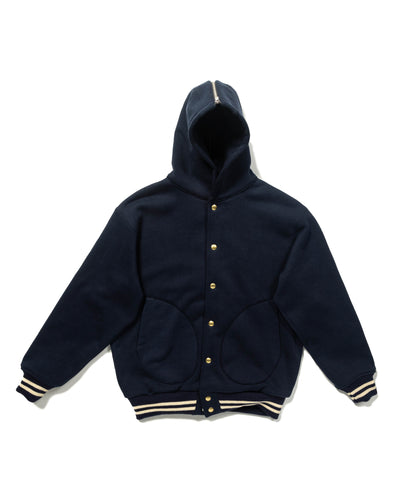 The Real McCoy's Snap Button Hooded Sweatshirt - Midnight Blue - Standard & Strange