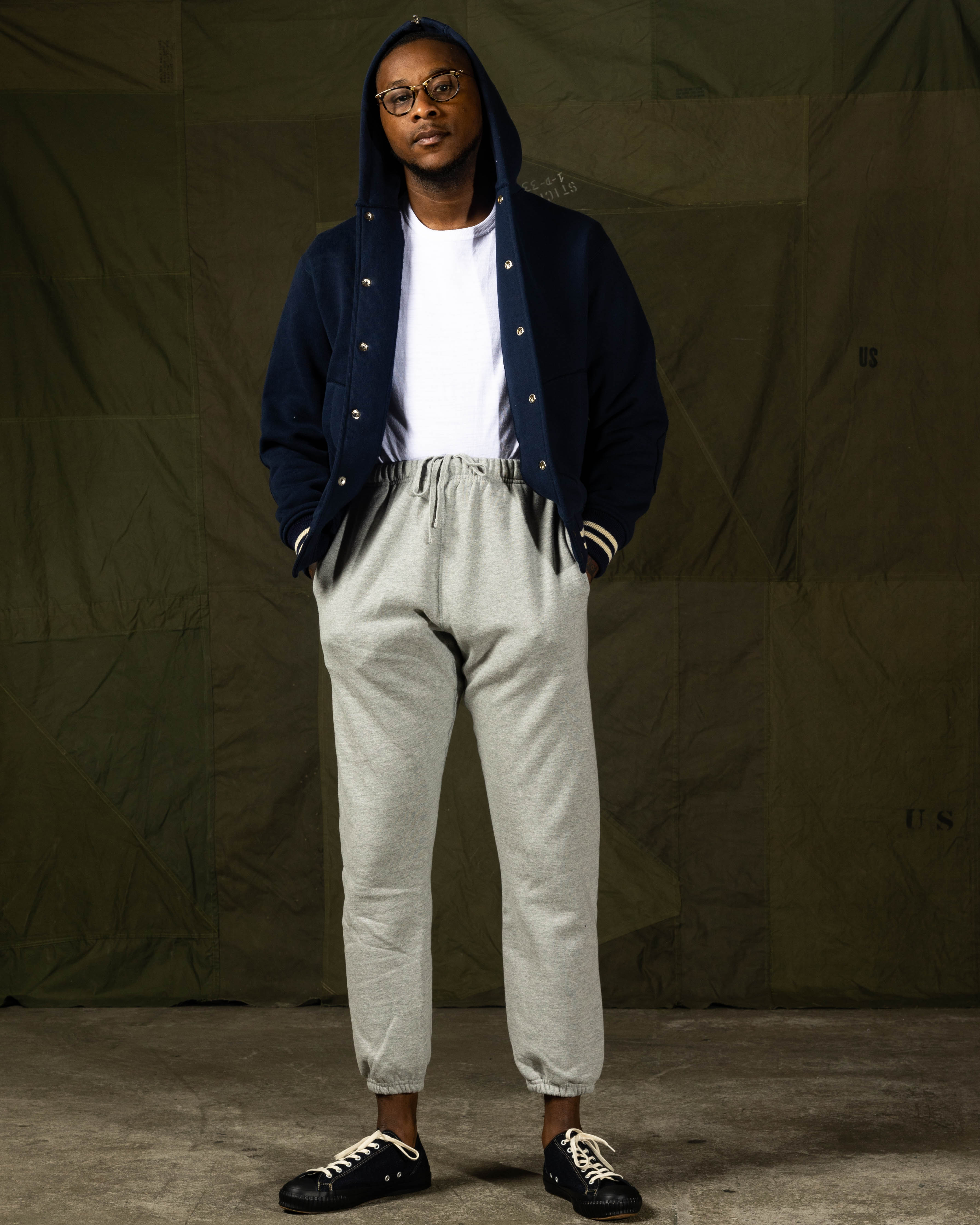 The Real McCoy's Snap Button Hooded Sweatshirt - Midnight Blue - Standard & Strange