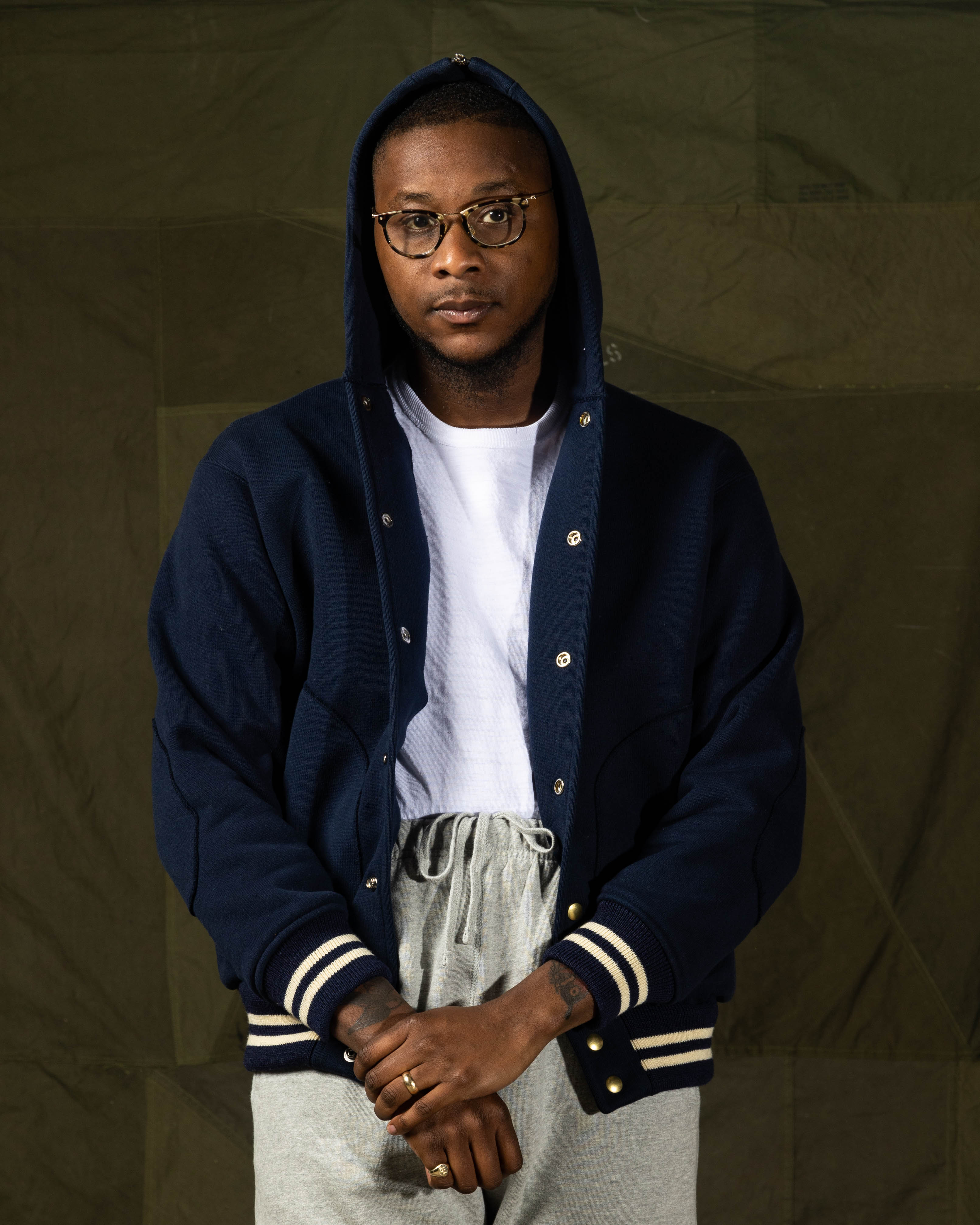 The Real McCoy's Snap Button Hooded Sweatshirt - Midnight Blue - Standard & Strange