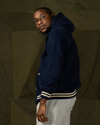 The Real McCoy's Snap Button Hooded Sweatshirt - Midnight Blue - Standard & Strange