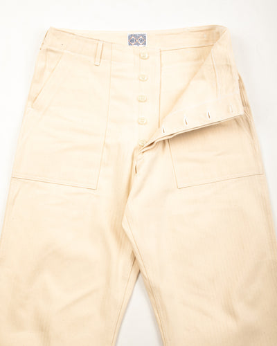The Real McCoy's Utility Trousers / White HBT - Ecru - Standard & Strange