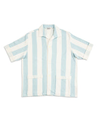 The Real McCoy's Stripe Cotton Pile Beach Shirt - Light Blue - Standard & Strange