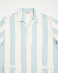 The Real McCoy's Stripe Cotton Pile Beach Shirt - Light Blue - Standard & Strange