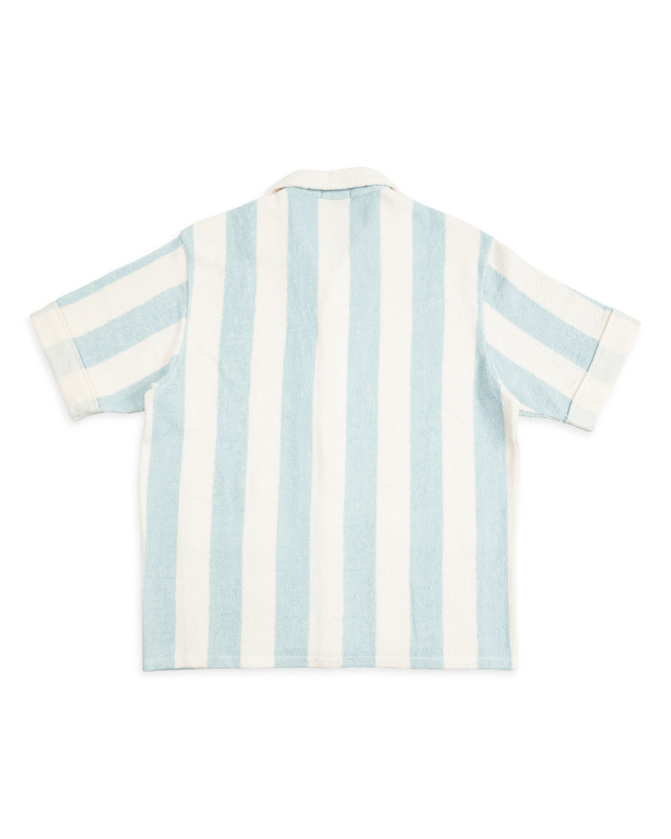 The Real McCoy's Stripe Cotton Pile Beach Shirt - Light Blue - Standard & Strange