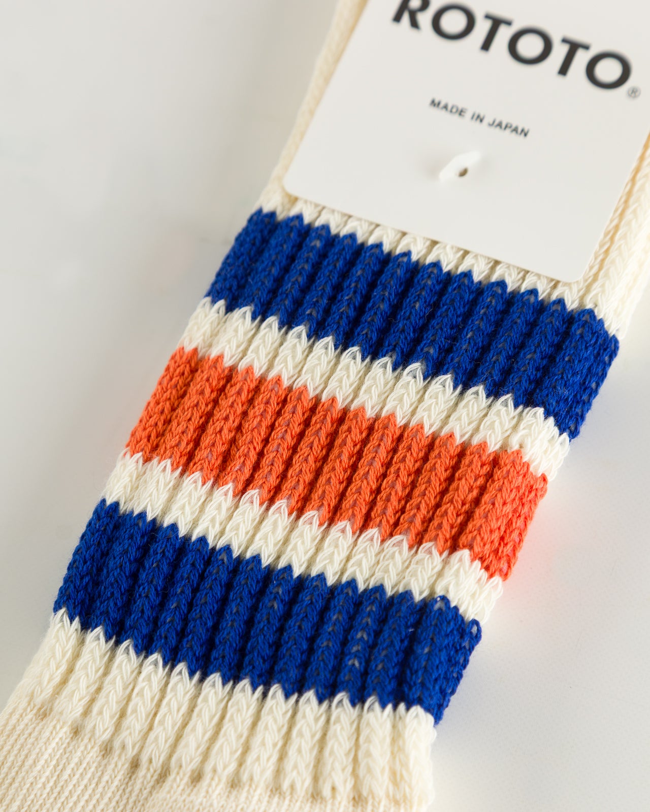 RoToTo Coarse Ribbed Old School Socks - Blue/Orange - Standard & Strange