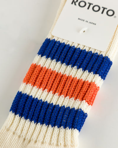 RoToTo Coarse Ribbed Old School Socks - Blue/Orange - Standard & Strange