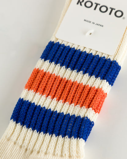 RoToTo Coarse Ribbed Old School Socks - Blue/Orange - Standard & Strange