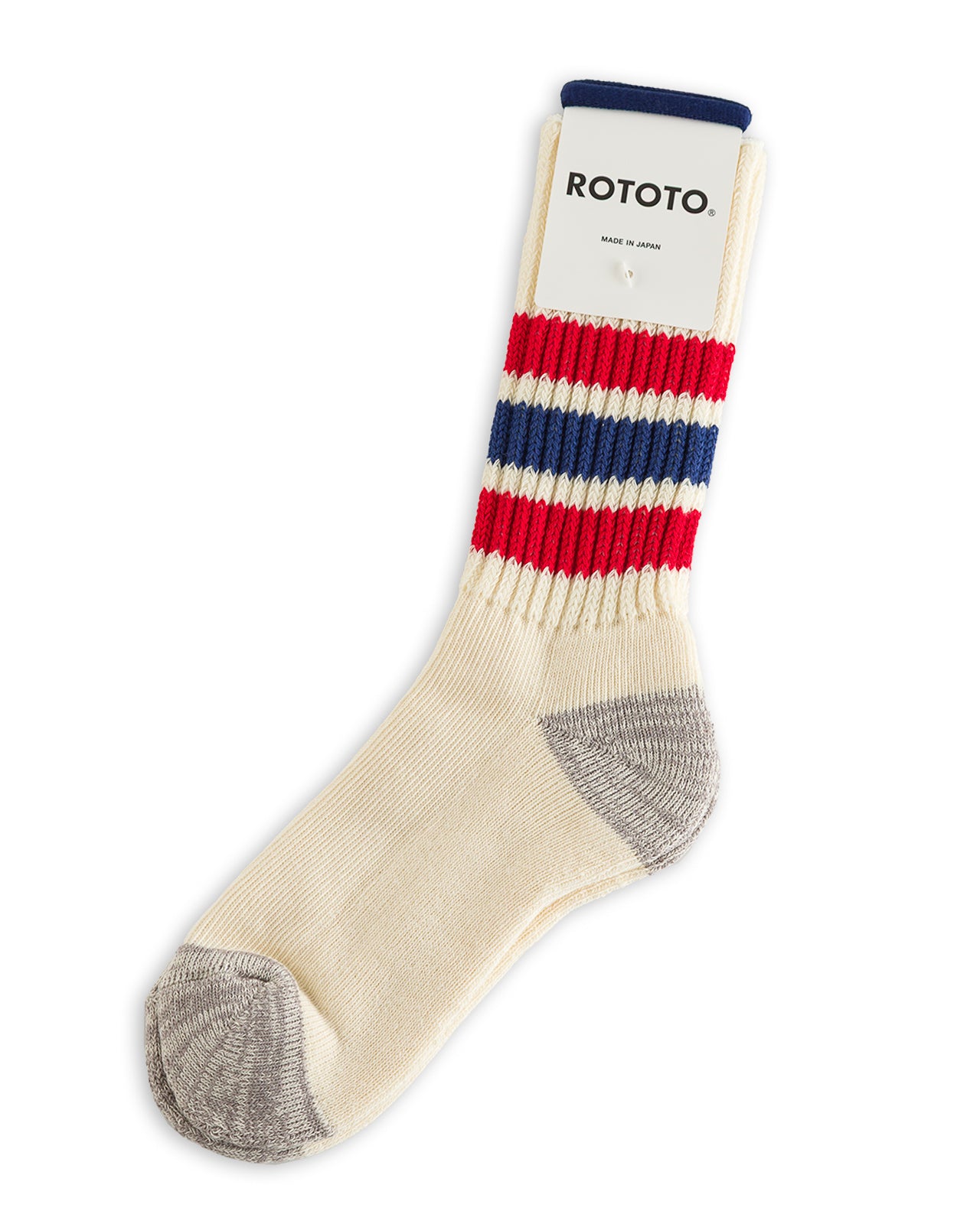 RoToTo Coarse Ribbed Old School Socks - Chili Red/Blue - Standard & Strange