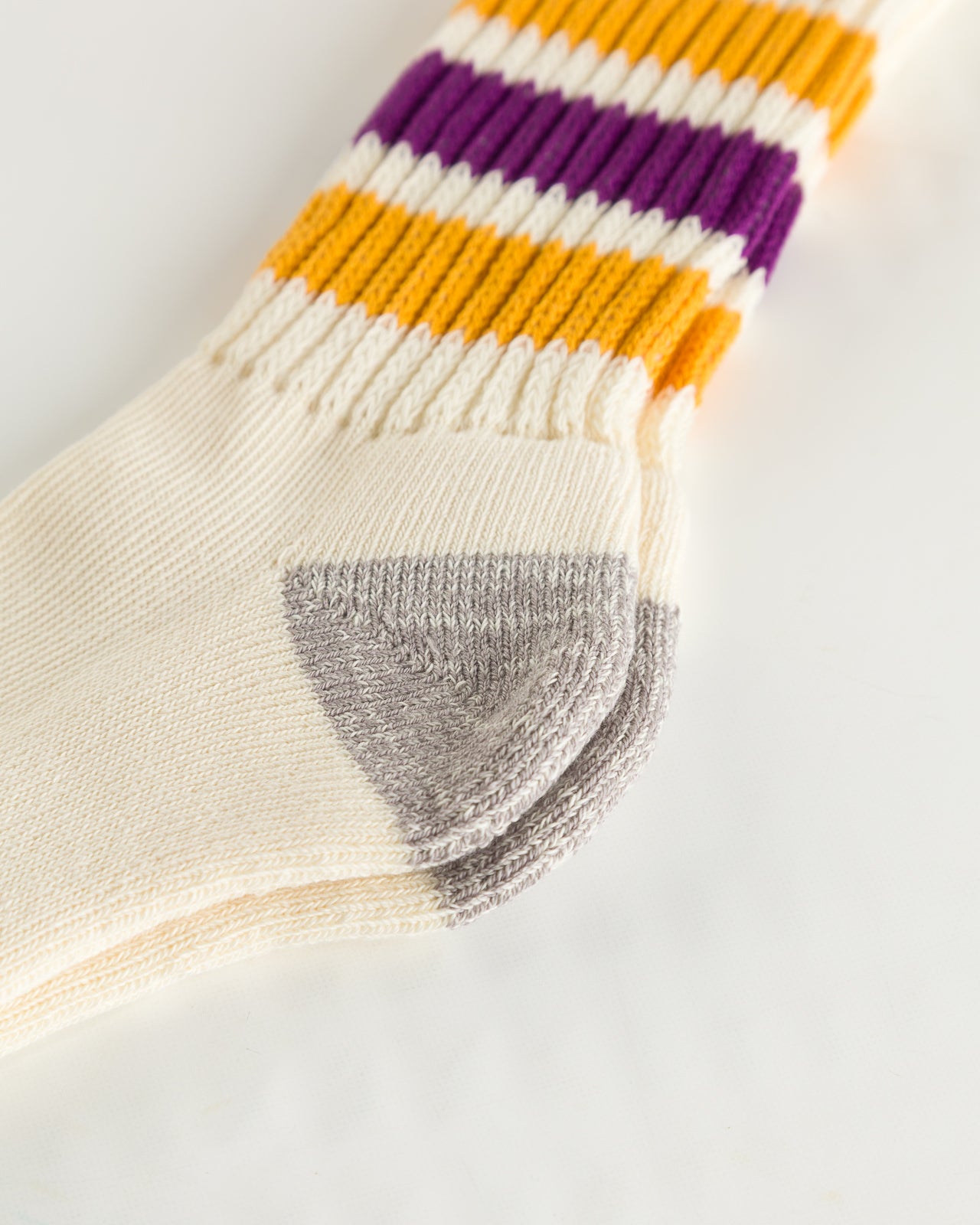 RoToTo Coarse Ribbed Old School Socks - Yellow/Purple - Standard & Strange