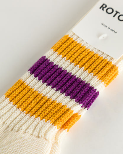 RoToTo Coarse Ribbed Old School Socks - Yellow/Purple - Standard & Strange