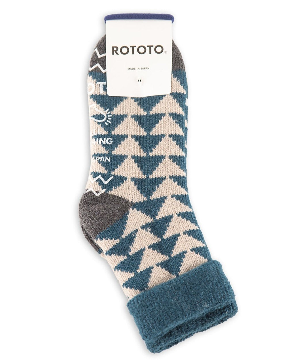 RoToTo Comfy Room Socks - Sankaku Blue Green/Charcoal - Standard & Strange