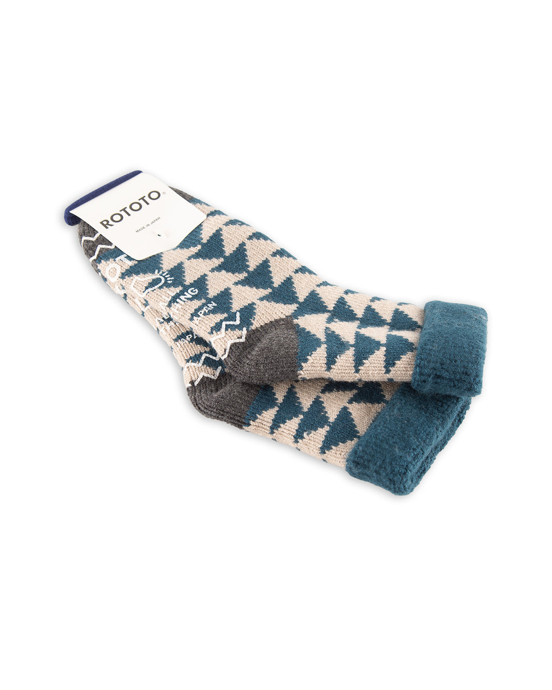 RoToTo Comfy Room Socks - Sankaku Blue Green/Charcoal - Standard & Strange