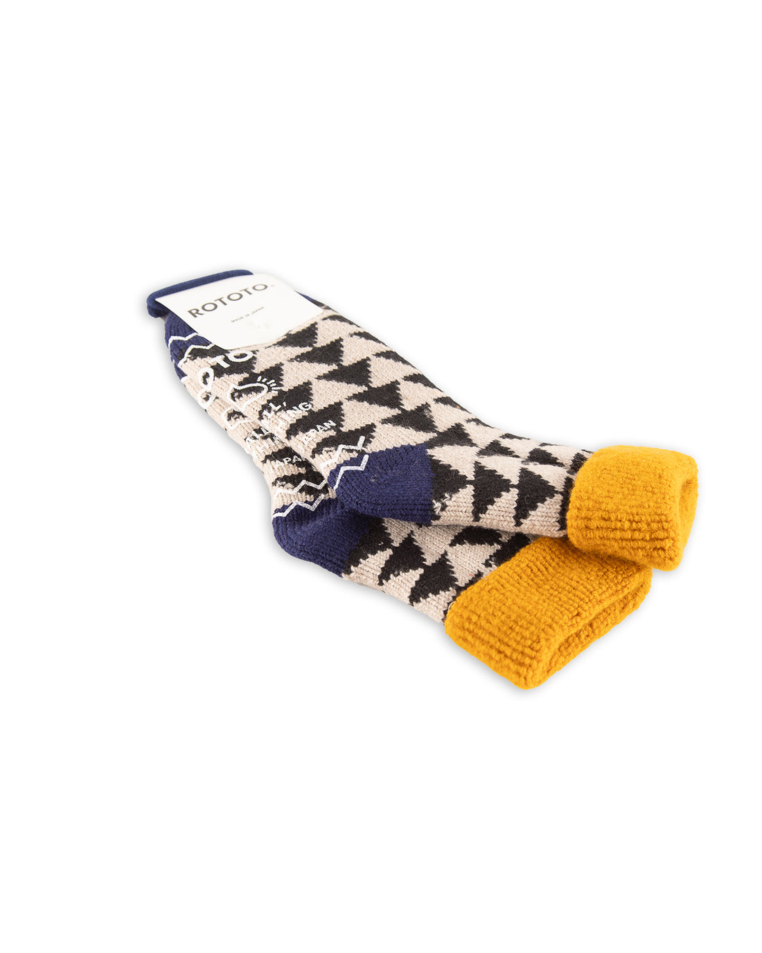 RoToTo Comfy Room Socks - Sankaku Gold/Black/Navy - Standard & Strange