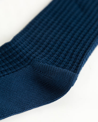RoToTo Cotton Waffle Socks - Dull Blue - Standard & Strange