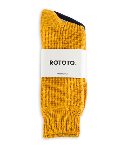 RoToTo Cotton Waffle Socks - Mustard - Standard & Strange