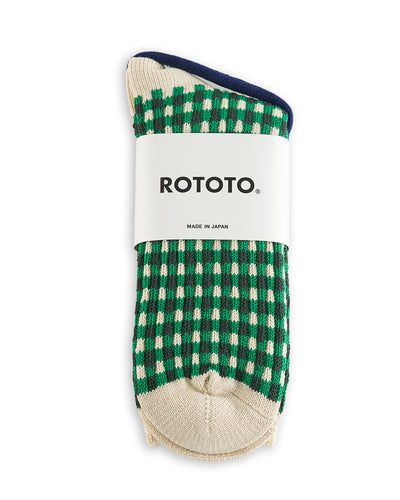 RoToTo Gingham Check Socks - Green - Standard & Strange
