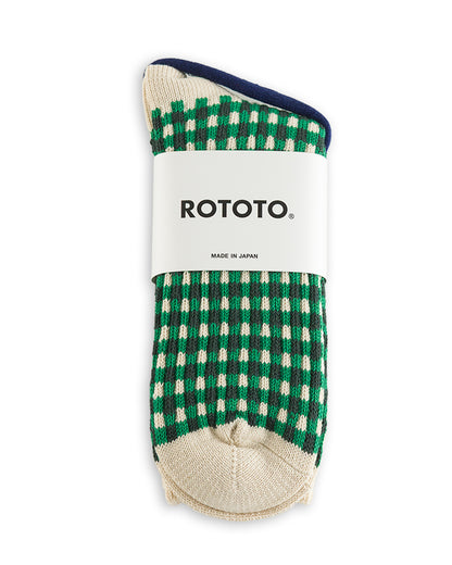 RoToTo Gingham Check Socks - Green - Standard & Strange