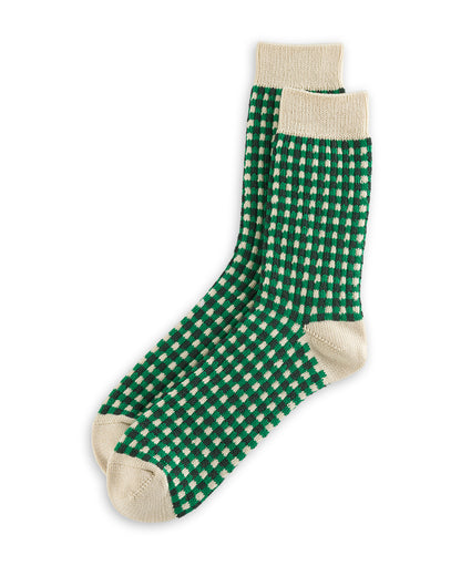 RoToTo Gingham Check Socks - Green - Standard & Strange