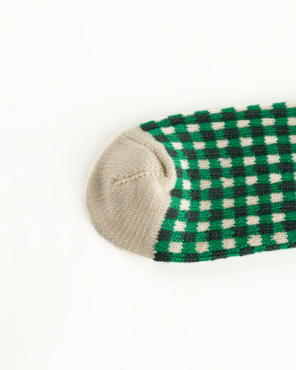 RoToTo Gingham Check Socks - Green - Standard & Strange