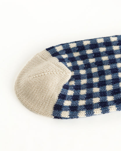 RoToTo Gingham Check Socks - Navy - Standard & Strange