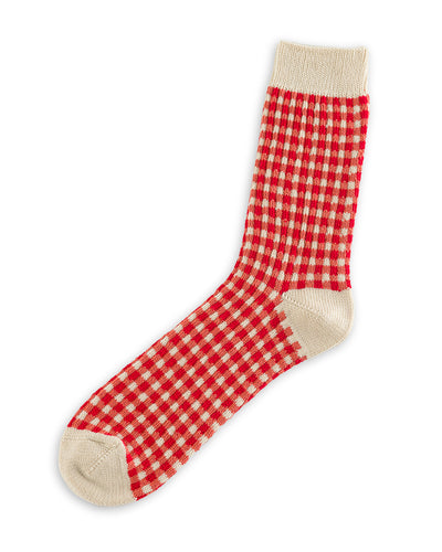 RoToTo Gingham Check Socks - Red - Standard & Strange