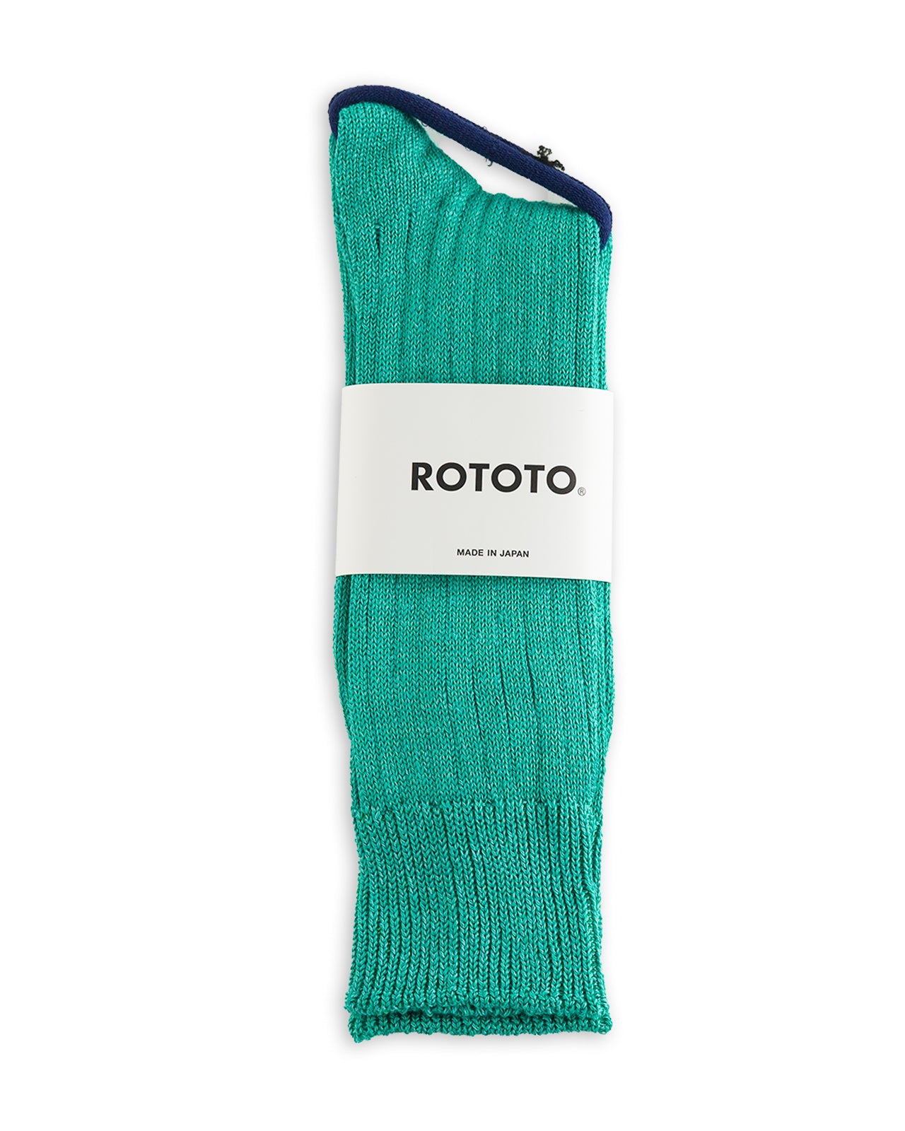 RoToTo Linen/Cotton Ribbed Crew Socks - Aqua Green - Standard & Strange
