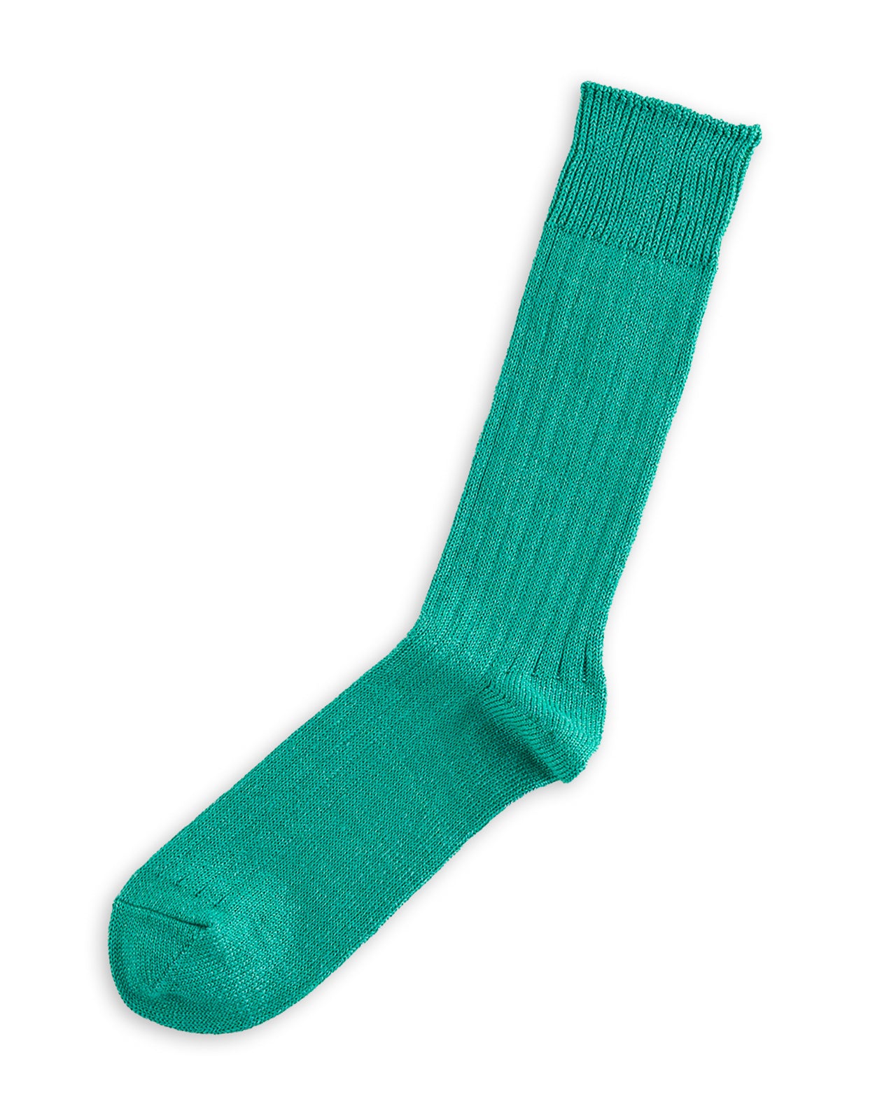 RoToTo Linen/Cotton Ribbed Crew Socks - Aqua Green - Standard & Strange