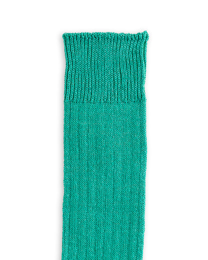RoToTo Linen/Cotton Ribbed Crew Socks - Aqua Green - Standard & Strange